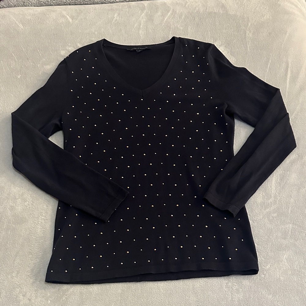 Tommy Hilfiger Navy blue Studded Long Sleeve Top